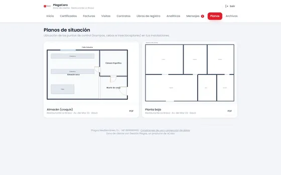 Planos de estaciones en la zona privada del cliente